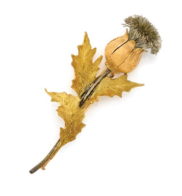 Lot 340 - Two-Color Gold and Silver Thistle Clip-Brooch, Buccellati