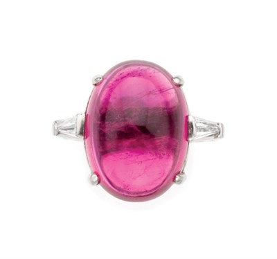 Lot 151 - Cabochon Rubellite and Diamond Ring