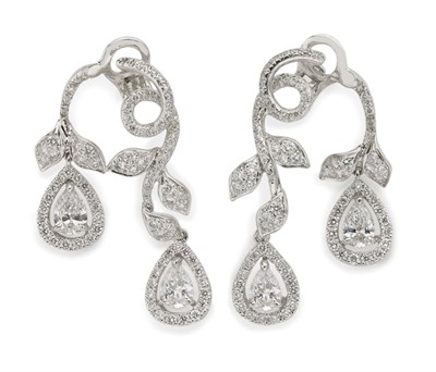 Lot 153 - Pair of Diamond Pendant-Earrings