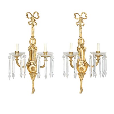 Lot 347 - Pair of Louis XVI Style Gilt-Bronze Two-Light...