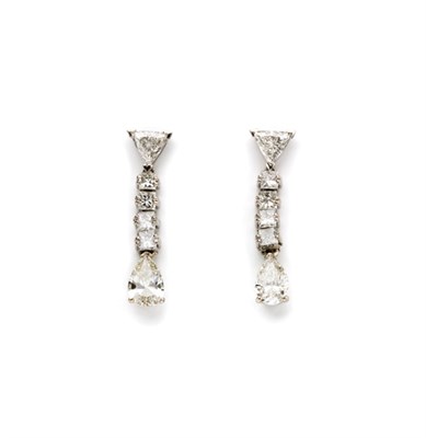 Lot 304 - Pair of Diamond Pendant-Earrings