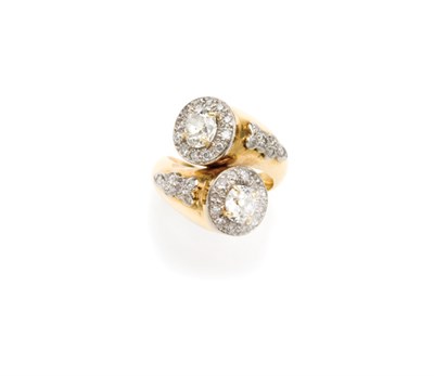 Lot 161 - Gold, Platinum and Diamond Crossover Ring