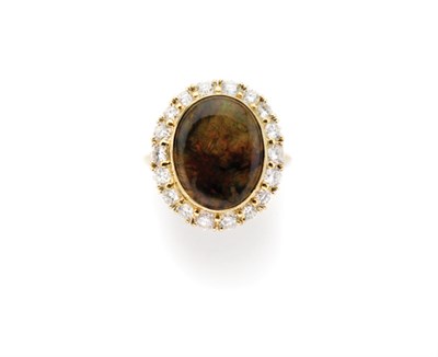 Lot 42 - Black Opal and Diamond Ring