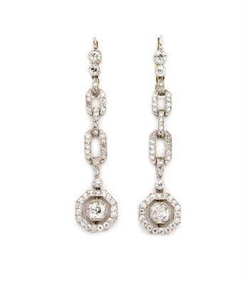 Lot 236 - Pair of Diamond Pendant-Earrings