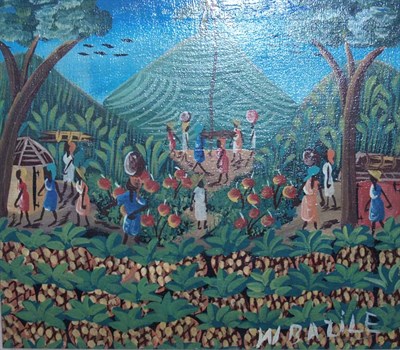 Lot 34 - Haitian School 20th Century Bustling Village...