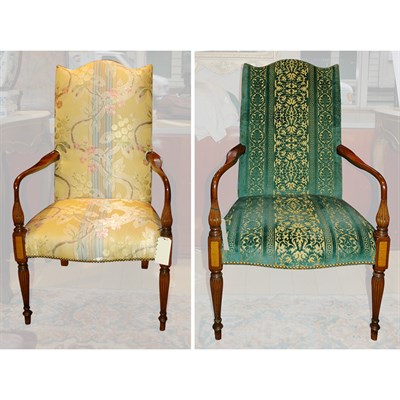 Lot 494 - Pair of George III Style Walnut Upholstered...