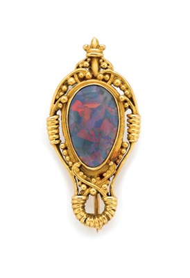 Lot 468 - Arts and Crafts Gold and Black Opal Brooch, Marcus & Co.