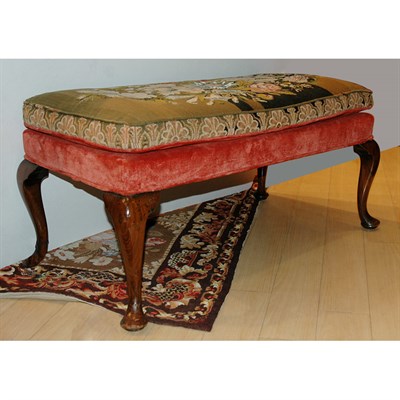 Lot 271 - Queen Anne Style Needlepoint Upholstered Bench...