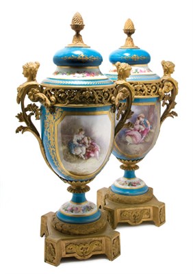 Lot 1316 - Pair of Sevres Style Gilt-Bronze Mounted...
