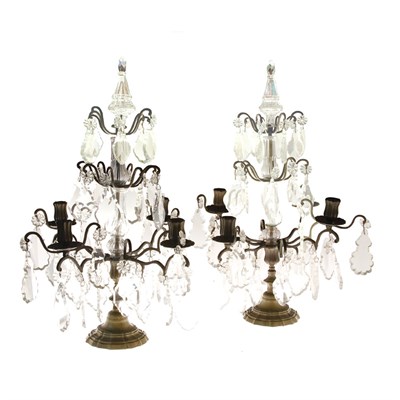 Lot 478 - Pair of Louis XV Style Brass and Cut Glass...