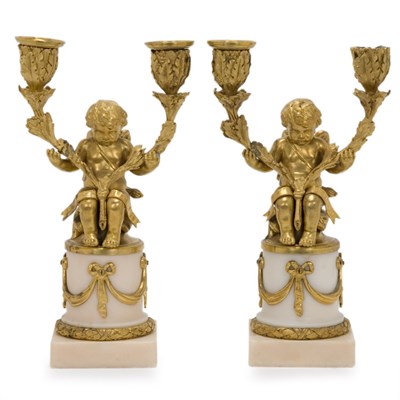 Lot 99 - Companion Pair of Louis XVI Style Gilt-Bronze...