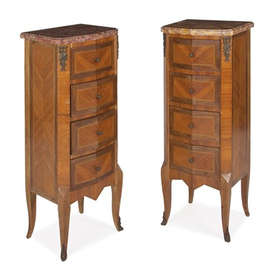 Lot 289 - Pair of Louis XV Style Fruitwood Four-Drawer...