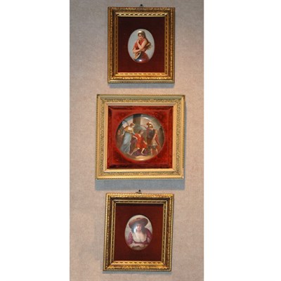 Lot 373 - Three Continental Porcelain Plaques Diameter...