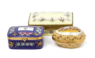 Lot 3577 - Three Limoges Porcelain Trinket Boxes One in...
