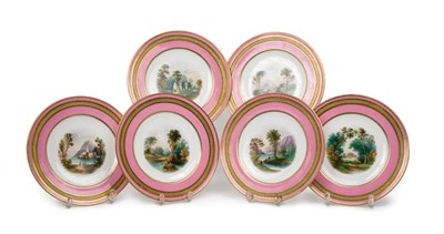 Lot 3659 - Set of Six English Porcelain Hand Painted...