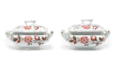 Lot 3556 - Pair of Continental Porcelain Floral Decorated...