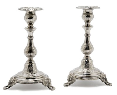 Lot 3680 - Continental Silver Tapersticks Height 6 1/2...