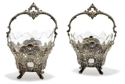 Lot 3641 - Pair of Continental Silver Baskets with Glass...
