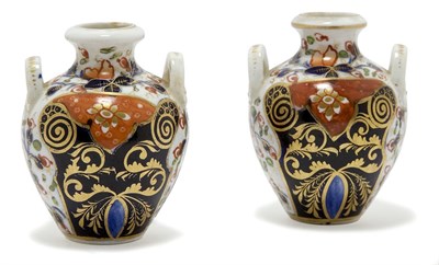 Lot 3621 - Pair of Derby Porcelain Miniature Vases In the...