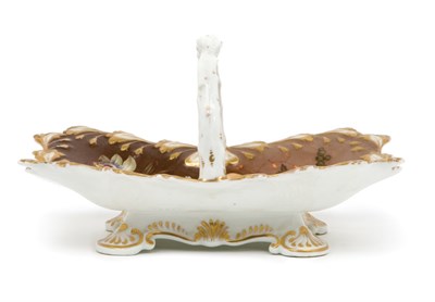 Lot 3582 - Floral Decorated Porcelain Basket Length 9...