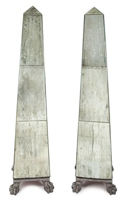 Lot 3181A - Pair of Large Mirrored Glass Obelisks Height...