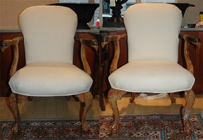 Lot 486 - Pair of Georgian Style Walnut Armchairs