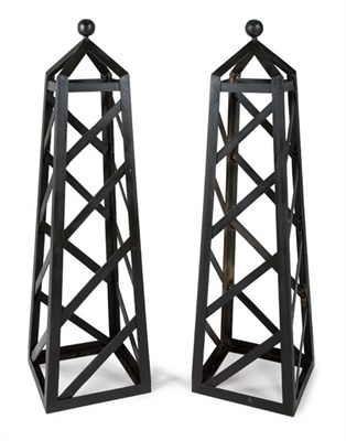 Lot 3433A - Pair of Black Painted Metal Garden Trellises...