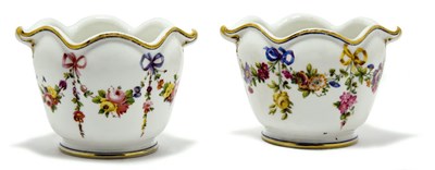 Lot 3681 - Pair of Sevres Style Porcelain Cachepots...