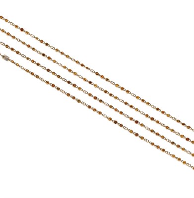 Lot 502 - Long Gold, Citrine and Diamond Chain Necklace