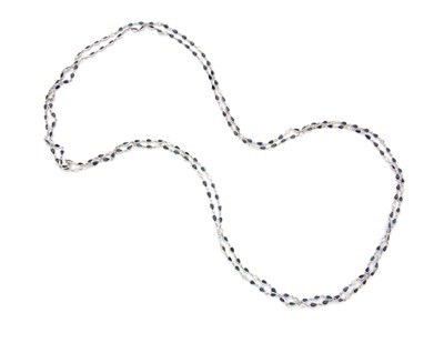 Lot 71 - Long White Gold, Sapphire and Diamond Chain Necklace