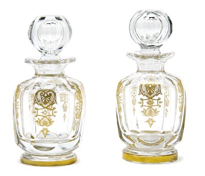 Lot 3625 - Pair of Baccarat Crystal Gilt Decorated...