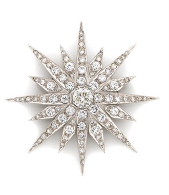 Lot 507 - Diamond Starburst Pendant-Brooch