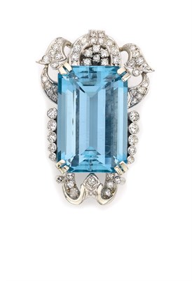 Lot 529 - Aquamarine and Diamond Clip