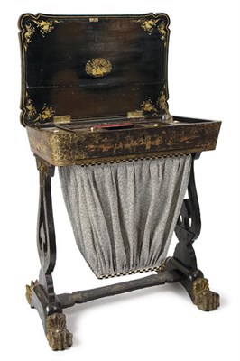 Lot 3479 - Chinoiserie Decorated Black Lacquered Work...