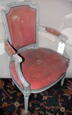 Lot 3410 - Pair of Louis XVI Style Painted Fauteuils