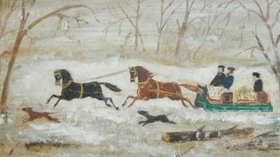 Lot 57 - Russian School 19th/20th Century Winter Sleigh...
