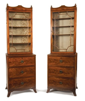 Lot 229 - Pair of George III Style Mahogany Bookcases...