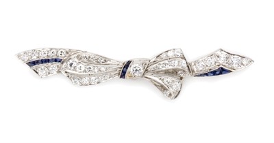 Lot 258 - Diamond and Sapphire Bow Brooch