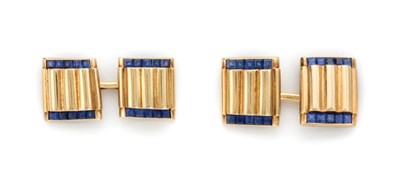 Lot 300 - Pair of Gold and Sapphire Cufflinks