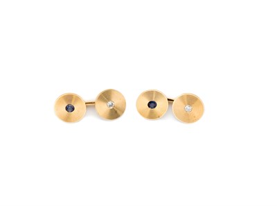 Lot 302 - Pair of Gold, Sapphire and Diamond Cufflinks
