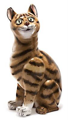Lot 1537 - Galle Painted Faience Figure of a Cat Modeled...