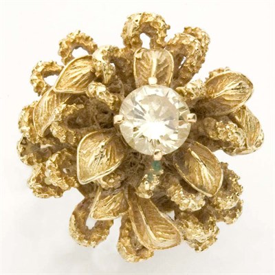 Lot 275 - Gold and Yellow Diamond Flower Ring