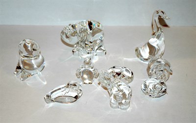 Lot 3155 - Nine Steuben Glass Animals Comprising Dove of...