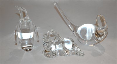Lot 3256 - Three Steuben Glass Animals Comprising Wild...