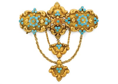 Lot 473 - Antique Gold and Turquoise Brooch