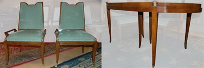 Lot 252 - Brass Mounted Fruitwood Dining Table; Together...