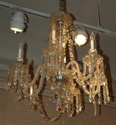 Lot 362 - Georgian Style Cut Glass Six-Light Chandelier...