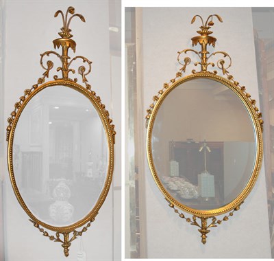 Lot 192 - Pair of Neoclassical Style Gilt-Wood Oval...