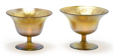 Lot 1506 - Pair of Tiffany Favrile Wheel Engraved Glass...