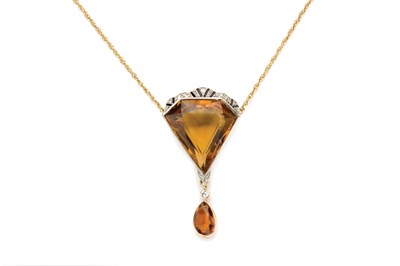 Lot 220 - Citrine, Black Onyx and Diamond Pendant with Chain